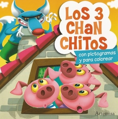 Imagen de Los 3 chanchitos con pictogramas para colorear