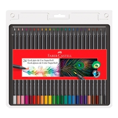 Pinturita Faber Super Soft x 24 cuerpo negro / en blister