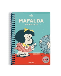 Agenda Mafalda 2024 Turquesa semanal columnas espiral