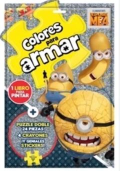 Colores para armar - Libro para pintar + Puzzle 24 piezas para pintar + 4 crayones + stickers