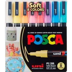 Marcador POSCA x 8 PC 3m fino pastel