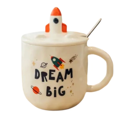 Caneca com Tampa e Colher para Chá Leite Café/2