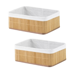 Cesto Organizador de Bambu p/ Cozinha Brinquedoteca Kit 2 Und/1