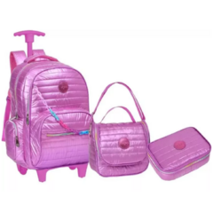 Kit Mochila Com Rodinhas Estojo Box Lancheira Térmica Menina/8