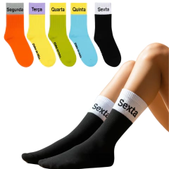 Meia Cano Alto para Academia Treino Kit 5 Pares Tam Adulto