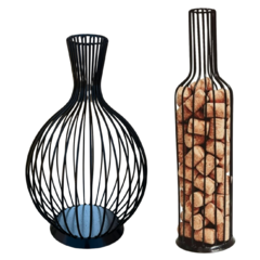 Kit 2 Garrafas Porta Rolhas Decorativa Área Gourmet De Ferro/1