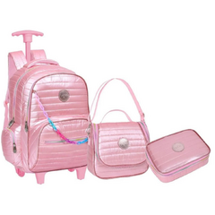 Kit Mochila Com Rodinhas Estojo Box Lancheira Térmica Menina/2