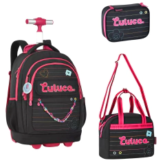 Kit Escolar Mochila com Rodinhas Luluca Estojo Box Lancheira Térmica/13