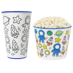 Copo Infantil e Balde de Pipoca Kit para Colorir Desenhos/8
