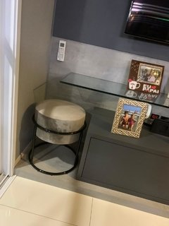 Puff Argola Moderno Aço e Veludo Decoração Ambientes Clube de Mães/7