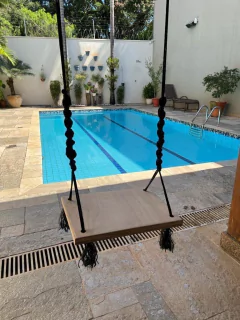 Balanço Adulto Ou Infantil De Madeira E Corda Preta Trabalha/3