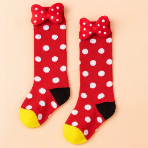 Meia 3/4 Infantil Alta com Lacinho Meninas/1