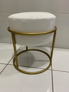 Puff Argola Moderno Aço e Veludo Decoração Ambientes Clube de Mães/10