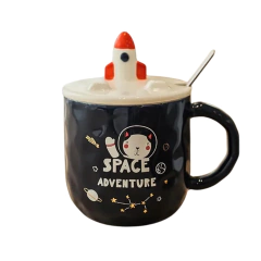 Caneca com Tampa e Colher para Chá Leite Café/6