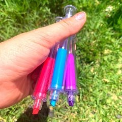 Caneta e Marca Texto Divertidas p/ Presente 3 unidades/6
