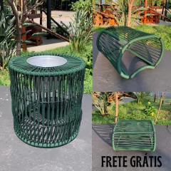 Mesa Balde de Gelo + 2 Puffs Corda Náutica p/ Varanda/21
