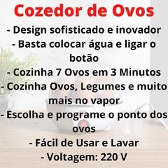 Cozedor de Ovos Portátil Elétrico a Vapor/2