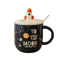 Caneca com Tampa e Colher para Chá Leite Café/15