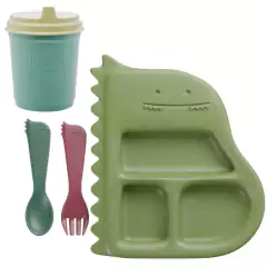Pratinho Infantil Para Bebê Com Divisão Copo Talher Kit Lyor/2