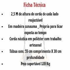 Balanço Adulto Ou Infantil De Madeira E Corda Preta Trabalha - loja online