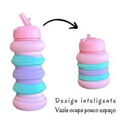 Garrafa Retrátil de Silicone Infantil Presente Menino Menina/7