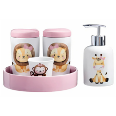 Kit Higiene Bebê Porcelana c/ Bandeja Quarto Infantil Safari/2