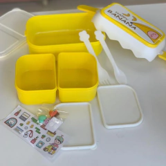 Kit 20 Lancheiras Infantil Pote c Talher Adesivo Escolar