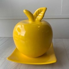 Maçã Enfeite de Cerâmica p/ Sala Rack Cozinha Amarela/3