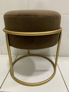 Puff Argola Moderno Aço e Veludo Decoração Ambientes Clube de Mães/19