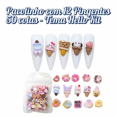 Pingente Unha SMR de gel decorada Hello Kit