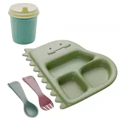 Pratinho Infantil Para Bebê Com Divisão Copo Talher Kit Lyor/3