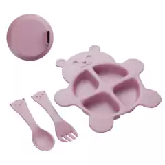 Pratinho Infantil Para Bebê Com Divisão Copo Talher Kit Lyor/6