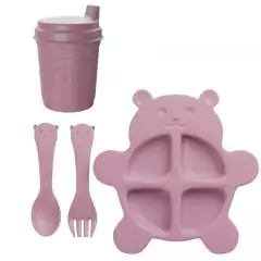 Pratinho Infantil Para Bebê Com Divisão Copo Talher Kit Lyor/5