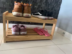 Sapateira Pequena de Chão Portátil Madeira Pinus/3