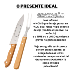 Faca e Garfo Kit Churrasco Personalizado Nome Gravado Laser/6