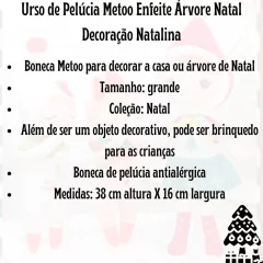 Ursinho de Pelúcia Boneca Angela Metoo Grande Decoração de Natal/6