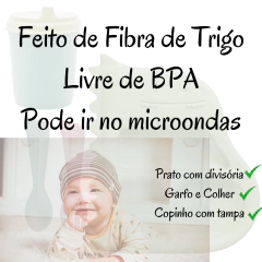 Pratinho Infantil Para Bebê Com Divisão Copo Talher Kit Lyor/4