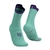 Meia de Compressão Compressport Corrida V4.0 Cano Médio Verde/Roxo