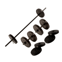 Kit 70kg Barra De Entrenamiento + Discos + Mancuernas Famfit