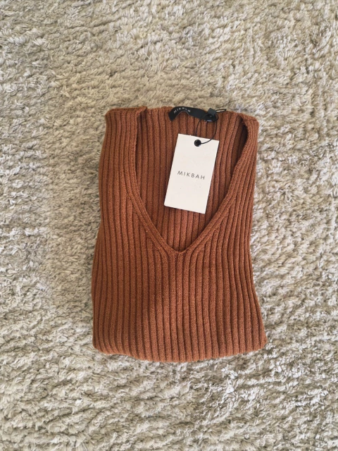 blusa manga longa canelada terracota - comprar online