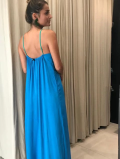 vestido dupla face verde e azul - MIKBAH