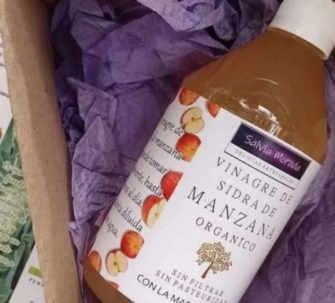 VINAGRE DE SIDRA DE MANZANA ORGANICO CON LA MADRE X 250CC SALVIA MORADA