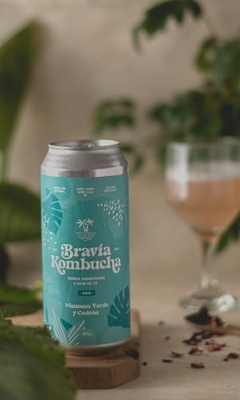KOMBUCHA - MANZANA VERDE Y CEDRÓN X 473ML - BRAVIA