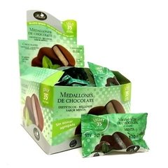 MEDALLÓN DE CHOCOLATE RELLENO MENTA SIN AZUCAR Y SIN TACC X 14GR - BENOT