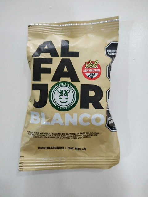 ALFAJOR BLANCO VEGANO SIN TACC X 60GR - FELICES LAS VACASS