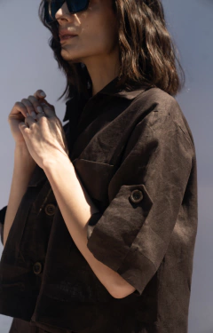 CHAQUETA POCKET CHOCOLATE [LINO 100%] - comprar online