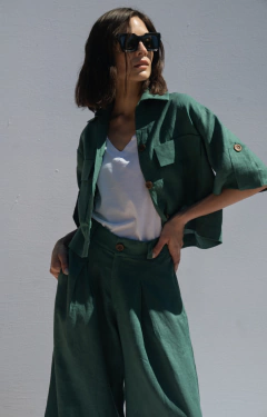 CHAQUETA POCKET VERDE [LINO 100%]