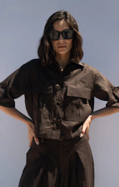 CHAQUETA POCKET CHOCOLATE [LINO 100%]