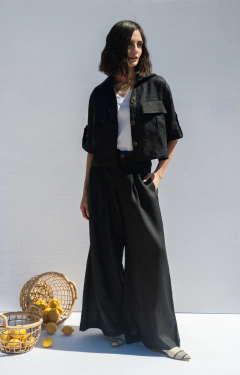 CHAQUETA POCKET NEGRA [LINO 100%] en internet