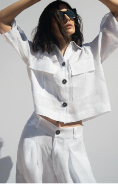 CHAQUETA POCKET BLANCA [LINO 100%] en internet